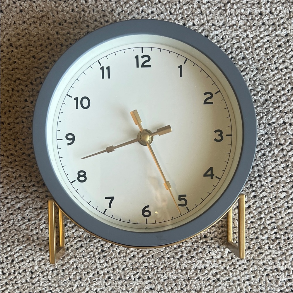 Hearth & Hand Gray and Gold Round Desk Clock